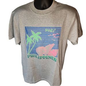 Vintage Single Stitch Tee Shirt Phillipines Surf Size Large Justin Cariel